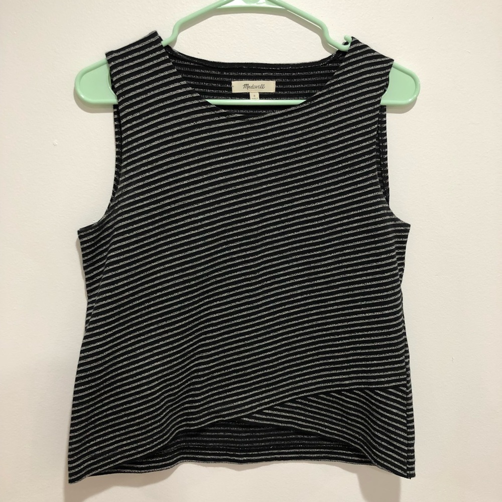 Madewell striped top small black white
